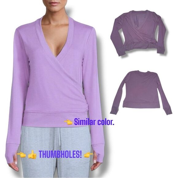 Avia Top Light Purple Y2K-Inspired Wrap Thumbholes Activewear Women’s L (12/14) - Picture 11 of 16
